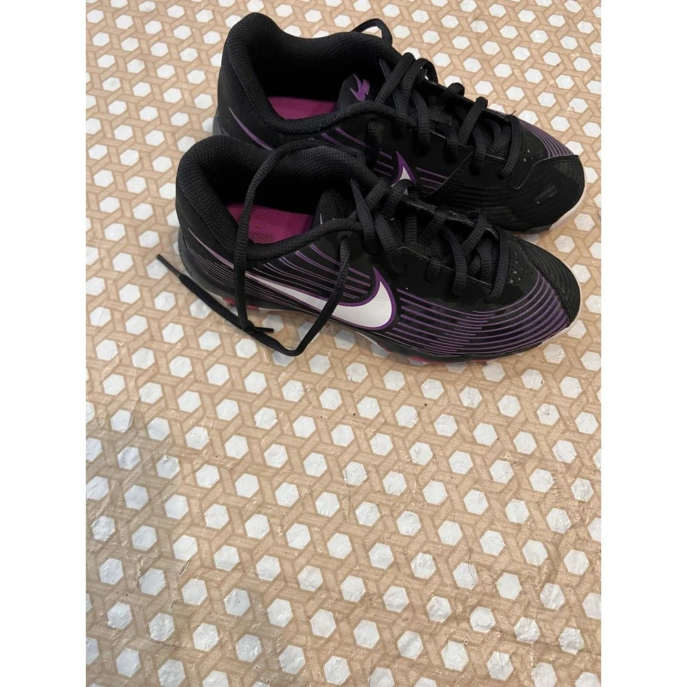 Nike Fastflex AQ200-002 Softball Cleats Black Purple White Size 3Y